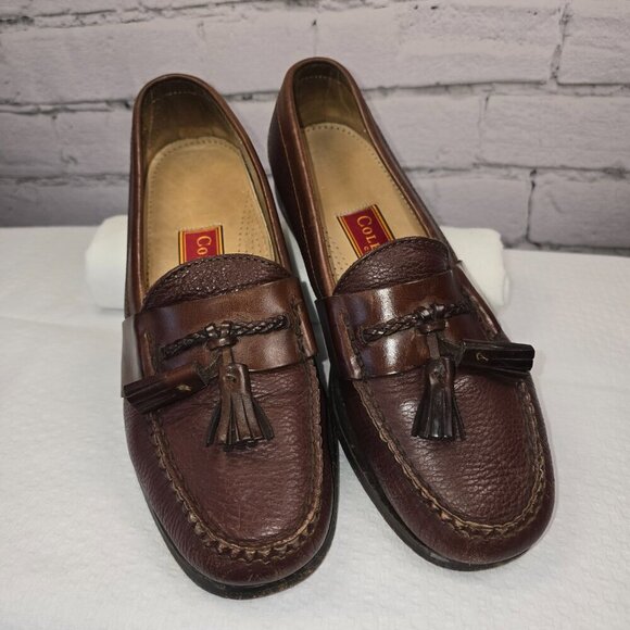 COLE HAAN BROWN LEATHER LOAFER PINCH TASSEL MENS SIZE 8.5 GREAT CONDITION - Picture 1 of 8
